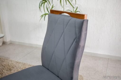 Mesa de Jantar Pedro Mel Vidro Preto 120×80 4 Cadeiras Lisboa Veludo Preto Madeira Maciça Art Assento - Imagem 4