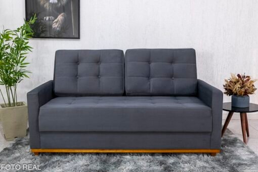 Sofá 3 lugares Living Áustria Veludo Grafite Larg. 1.70m