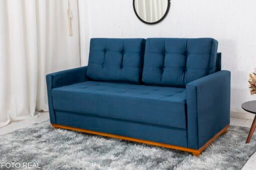 Sofá 3 lugares Living Áustria Veludo Azul Larg. 1.70m - Imagem 2