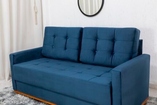 Sofá 3 lugares Living Áustria Veludo Azul Larg. 1.70m - Imagem 3