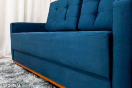 Sofá 3 lugares Living Áustria Veludo Azul Larg. 1.70m - Imagem 5