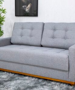 Sofá 3 lugares Living Áustria Linho Cinza Larg. 1.70m