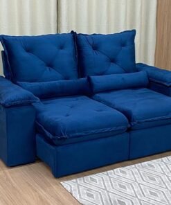 Sofá Retrátil e Reclinável Zuqui Plus 2.00m Azul – D33 e Sem Caixa