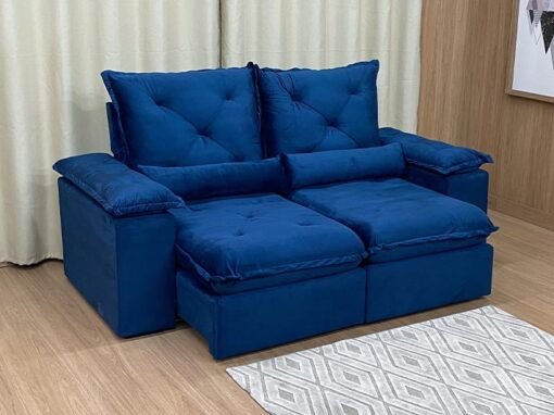 Sofá Retrátil e Reclinável Zuqui Plus 2.00m Azul – D33 e Sem Caixa