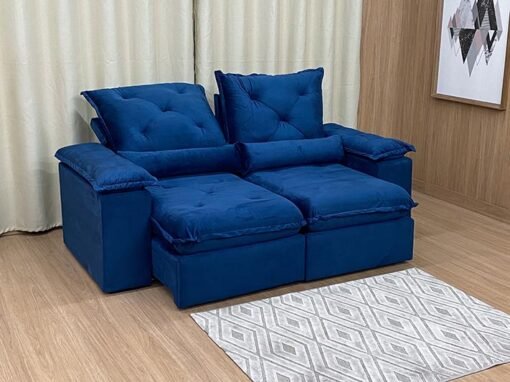 Sofá Retrátil e Reclinável Zuqui Plus 2.00m Azul – D33 e Sem Caixa - Imagem 2