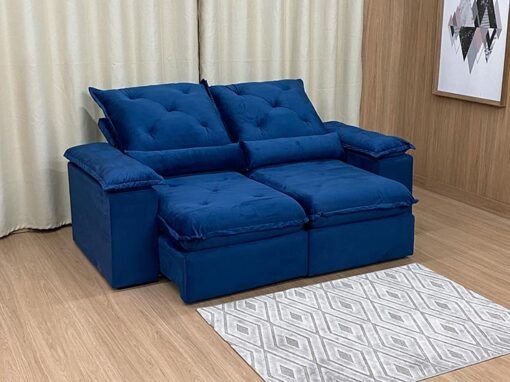 Sofá Retrátil e Reclinável Zuqui Plus 2.00m Azul – D33 e Sem Caixa - Imagem 3