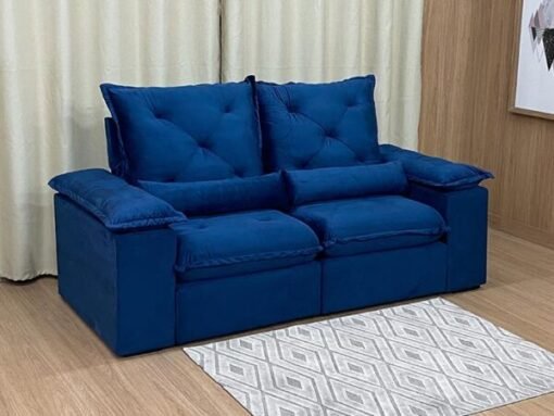 Sofá Retrátil e Reclinável Zuqui Plus 2.00m Azul – D33 e Sem Caixa - Imagem 4