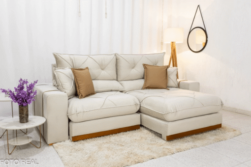 Sofá Retrátil Reclinável Gran Bello 2.30m Veludo Bege – D33 e Molas Ensacadas - Imagem 3