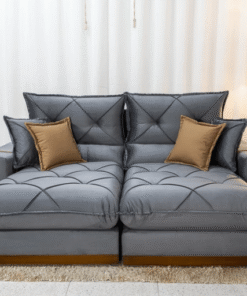 Sofá Retrátil Reclinável Gran Bello 2.50m Veludo Cinza – D33 e Molas Ensacadas