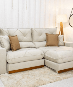Sofá Retrátil Reclinável Gran Bello 2.50m Veludo Bege - D33 e Molas Ensacadas