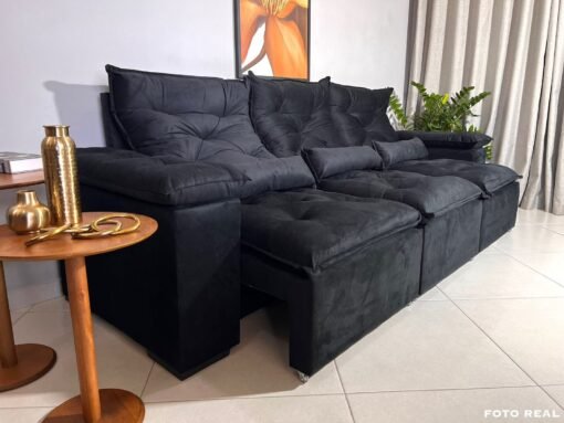 Sofá Retrátil e Reclinável Athenas 2.75m Preto – Sem Caixa - Imagem 3
