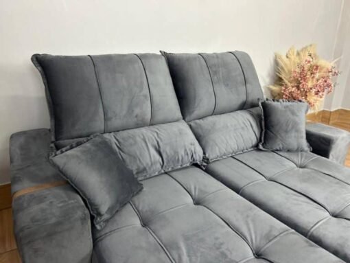 Sofá Retrátil Reclinável Oásis 1.80m – Cinza Veludão - Imagem 5