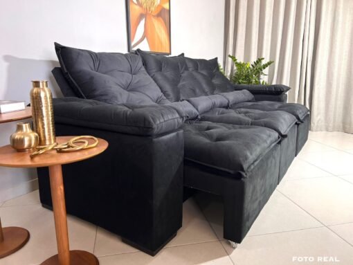 Sofá Retrátil e Reclinável Athenas 2.75m Preto – Sem Caixa - Imagem 6