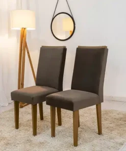 2 Cadeiras Lunara Veludo Marrom Rufato