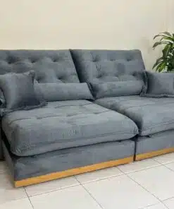Sofá Retrátil e Reclinável Toronto 2.90m Cinza Veludo - Molas Ensacadas