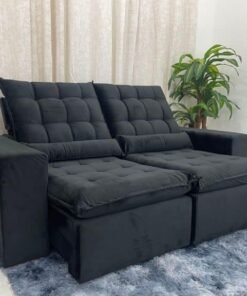 Sofá Retrátil Reclinável Small 2.00m – Preto Veludão