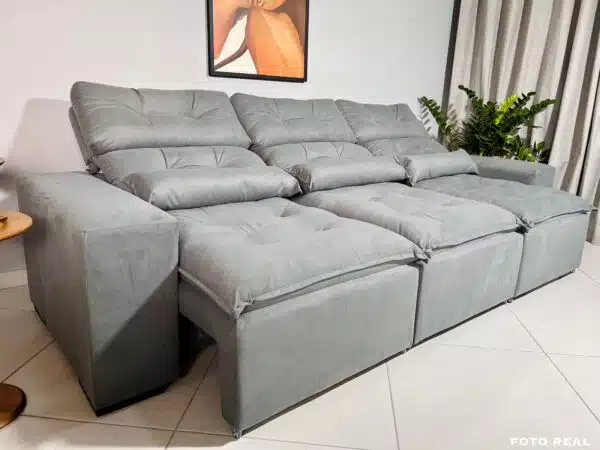 Sofá Retrátil e Reclinável Toronto 2.75m Cinza – Sem Caixa - Image 3