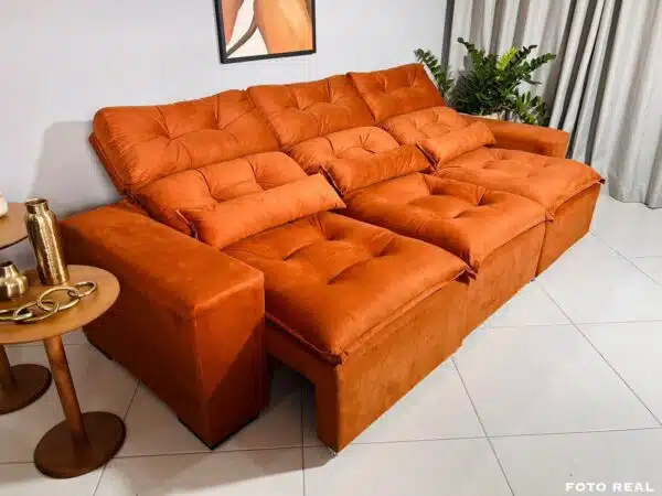 Sofá Retrátil e Reclinável Toronto 2.75m Terracota – Sem Caixa