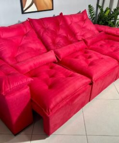 Sofá Retrátil e Reclinável Athenas 2.75m Vermelho – Sem Caixa