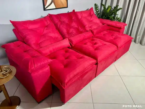 Sofá Retrátil e Reclinável Athenas 2.75m Vermelho – Sem Caixa