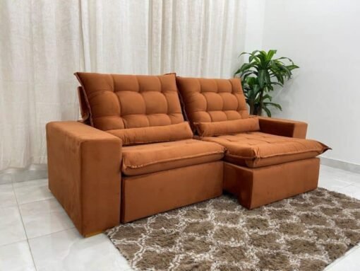 Sofá Retrátil Reclinável Small 2.30m – Terracota Veludão - Imagem 2