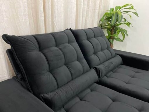 Sofá Retrátil Reclinável Small 2.00m – Preto Veludão - Imagem 4