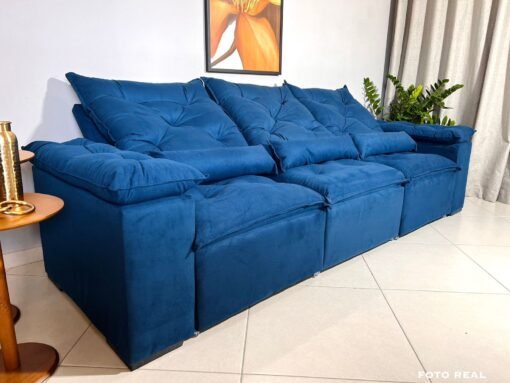 Sofá Retrátil e Reclinável Athenas 2.75m Azul – Sem Caixa - Imagem 6