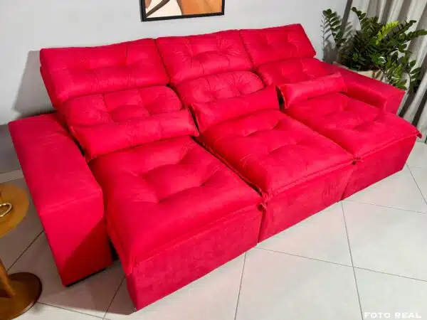 Sofá Retrátil e Reclinável Toronto 2.75m Vermelho – Sem Caixa - Image 3