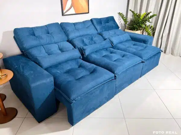 Sofá Retrátil e Reclinável Toronto 2.75m Azul – Sem Caixa - Image 3