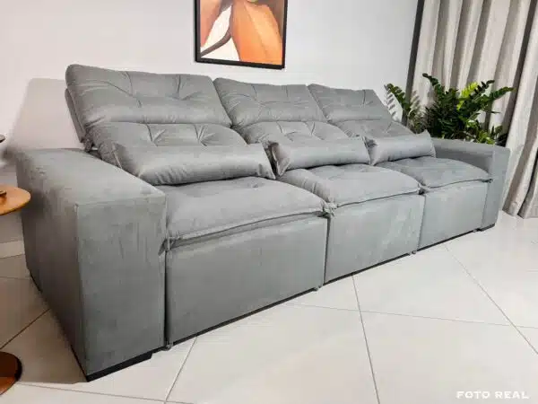 Sofá Retrátil e Reclinável Toronto 2.75m Cinza – Sem Caixa - Image 7