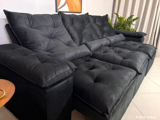 Sofá Retrátil e Reclinável Athenas 2.75m Preto – Sem Caixa - Imagem 4