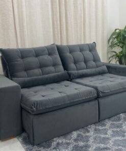 Sofá Retrátil Reclinável Small 2.00m – Cinza Veludão