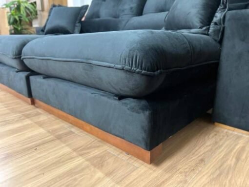 Sofá Retrátil Reclinável Toronto Premium 2.50m Veludo Preto – Molas Ensacadas - Imagem 6