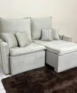 Sofá Cama e Retrátil e Reclinável Chicago Plus 1.80m Bege Veludo – Sem Caixa