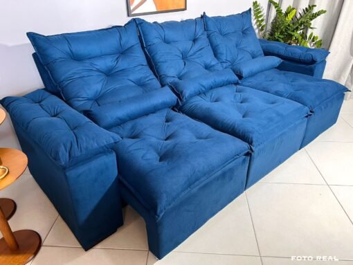 Sofá Retrátil e Reclinável Athenas 2.75m Azul – Sem Caixa - Imagem 4