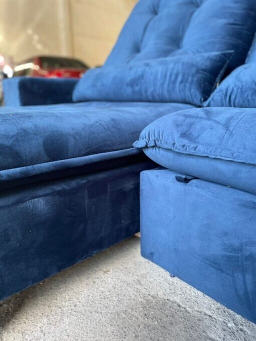 Sofá Retrátil e Reclinável Malu 2,50m Azul - Molas Ensacadas - Imagem 5