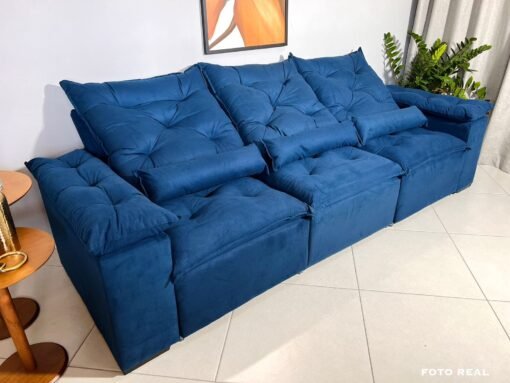 Sofá Retrátil e Reclinável Athenas 2.75m Azul – Sem Caixa - Imagem 5