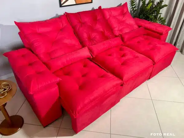 Sofá Retrátil e Reclinável Athenas 2.75m Vermelho – Sem Caixa - Image 2