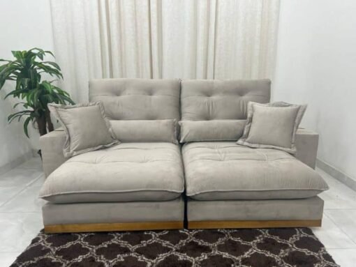 Sofá Retrátil Reclinável Toronto Premium 2.50m Veludo Capuccino – Molas Ensacadas - Imagem 5