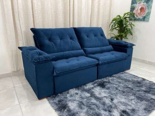 Sofá Retrátil Reclinável Las Vegas 2.30m – Azul Veludão - Imagem 3