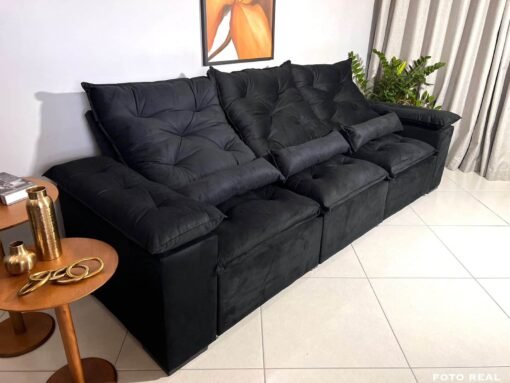 Sofá Retrátil e Reclinável Athenas 2.75m Preto – Sem Caixa - Imagem 8