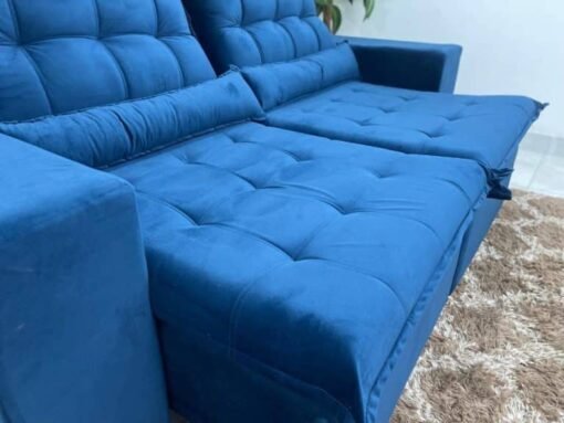 Sofá Retrátil Reclinável Small 2.00m – Azul Veludão - Imagem 6