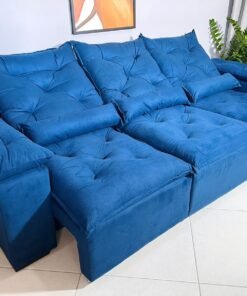 Sofá Retrátil e Reclinável Athenas 2.75m Azul – Sem Caixa
