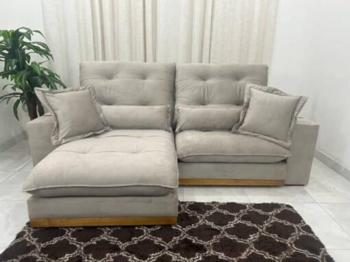 Sofá Retrátil Reclinável Toronto Premium 2.50m Veludo Capuccino – Molas Ensacadas - Imagem 4