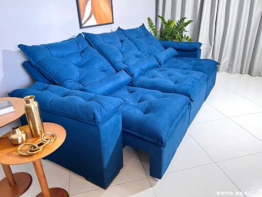 Sofá Retrátil e Reclinável Athenas 2.75m Azul – Sem Caixa - Imagem 2