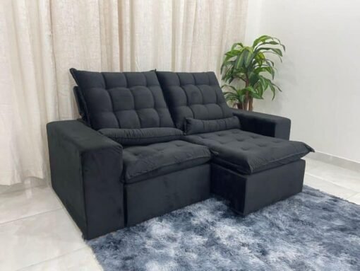 Sofá Retrátil Reclinável Small 2.00m – Preto Veludão - Imagem 2