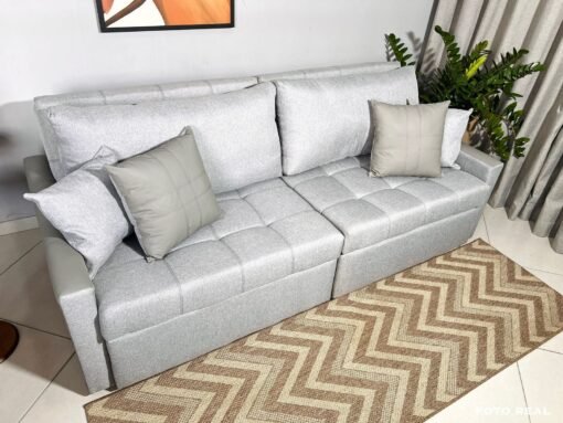 Sofá Retrátil Reclinável e Sofá Cama Rio 2.20m Linho Cinza – Sem Caixa - Imagem 3