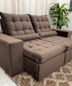 Sofá Retrátil Reclinável Small 2.00m – Marrom Veludão