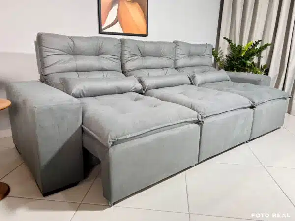 Sofá Retrátil e Reclinável Toronto 2.75m Cinza – Sem Caixa - Image 5