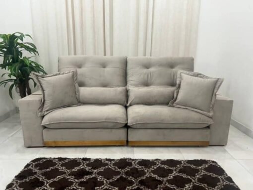 Sofá Retrátil Reclinável Toronto Premium 2.50m Veludo Capuccino – Molas Ensacadas - Imagem 6
